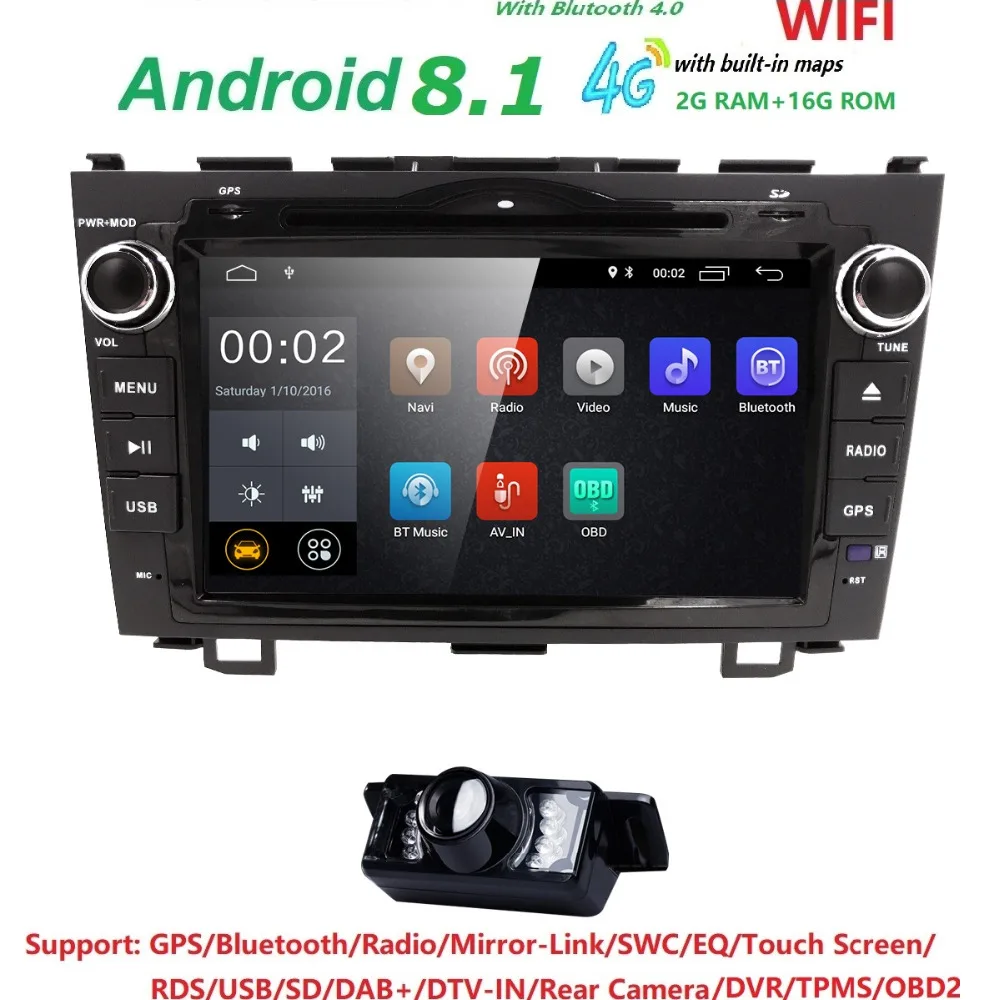 Android 8.1 HD 1024*600 Car DVD Player Radio For Honda CRV 2007 2008 2009  2010 2011 4G WIFI GPS Navigation Head Unit 2 din 2GRAM-in Car Multimedia  Player ...