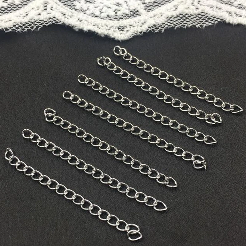 (3MM/W 5CM/L ) 200Pcs/Pack Stainless Steel Jewellery Link Chains Extension Chains Jewelry