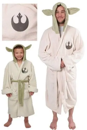 

Star Wars Jedi Master Yoda Ear Fleece Hooded Robe Gown Bathrobe Bath Robe Cosplay Men Kids Halloween Clothing