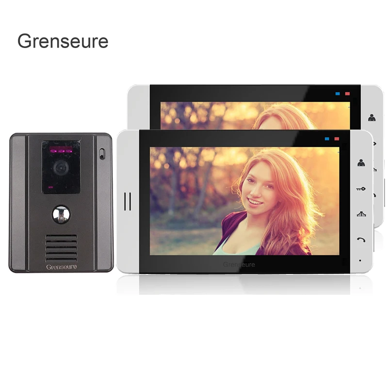 

FREE SHIPPING New 7" Color Touch Screen Video Door Phone Intercom System + 2 White Monitors + Waterproof Outdoor Camera IN STOCK