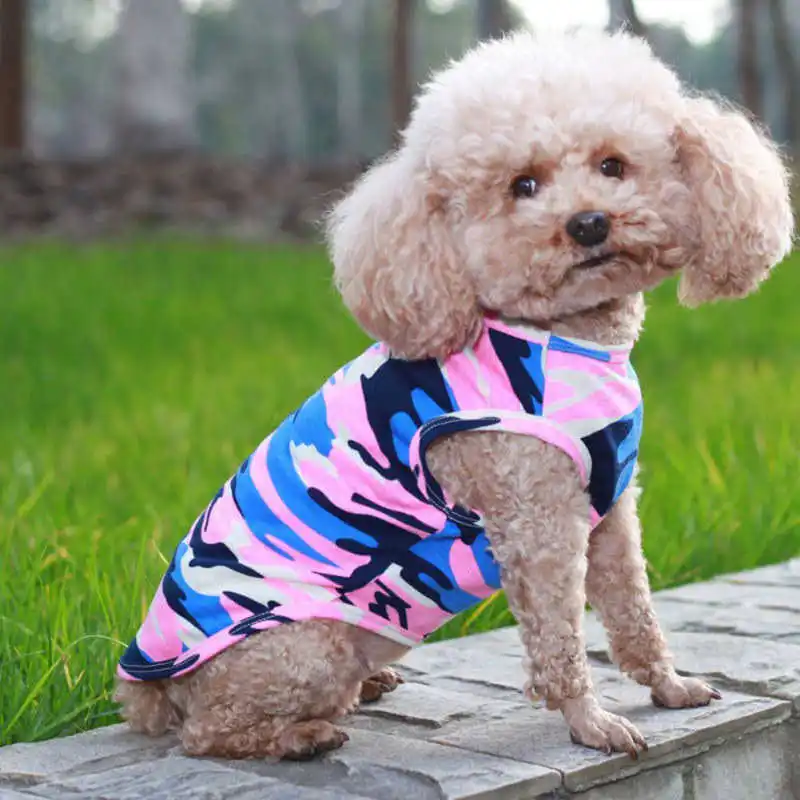 Камуфляжная для собаки весна лето без ограничений хлопок ткань жилет тонкое мастерство Высокое текстильное мастерство жилет одежда - Цвет: pink