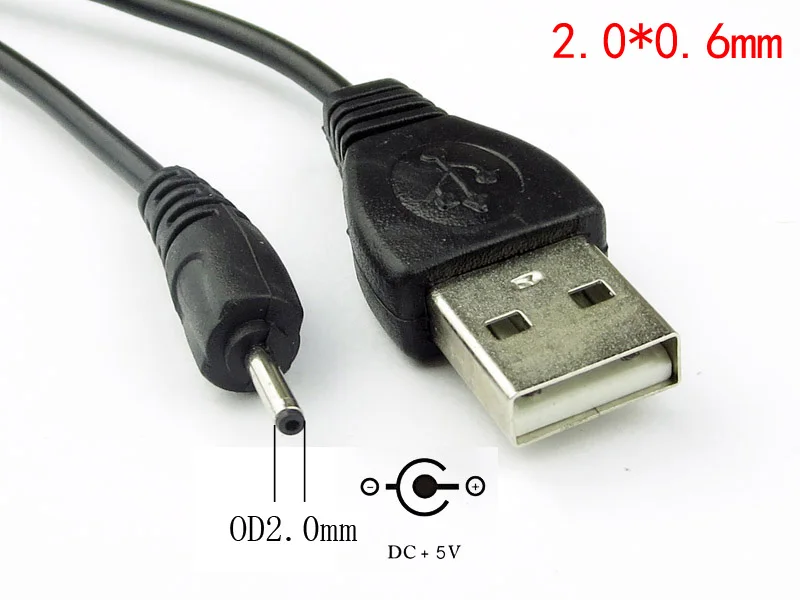 Cable USB vers connecteur d'alimentation 5V coaxial 2,5mm x 0,8mm