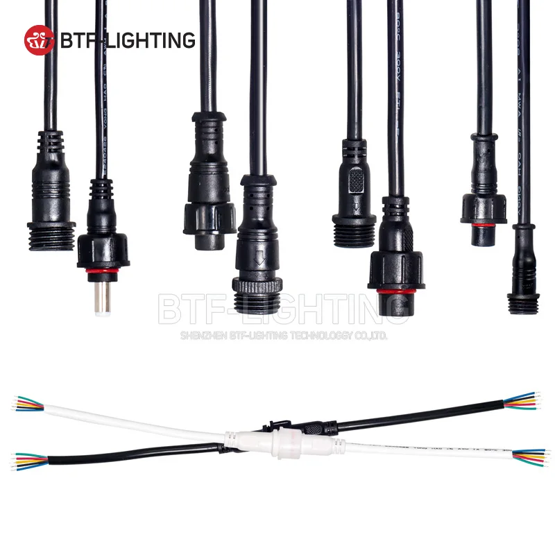 

5/10pairs 2/3/4/5pin/DC/Engineering outdoor Waterproof IP65 led connector, male and female, Applicable 0.3mm2/0.75mm2
