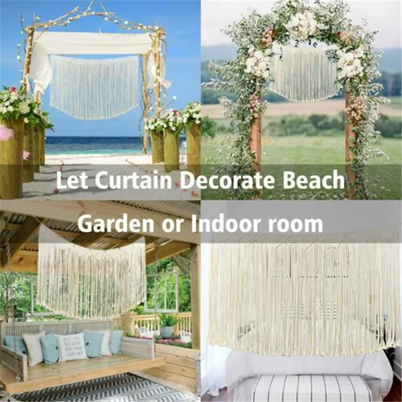 

Macrame Wall Hanging Handwoven Bohemian Cotton Rope Boho Tapestry Wedding Backdrops Home Decoration