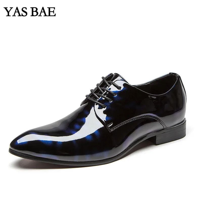 

Male China Brand italian Fashion Style Leather Dress Office Social Formal Shoe Patent Leather Magic Size 48 50 Footwear for Men