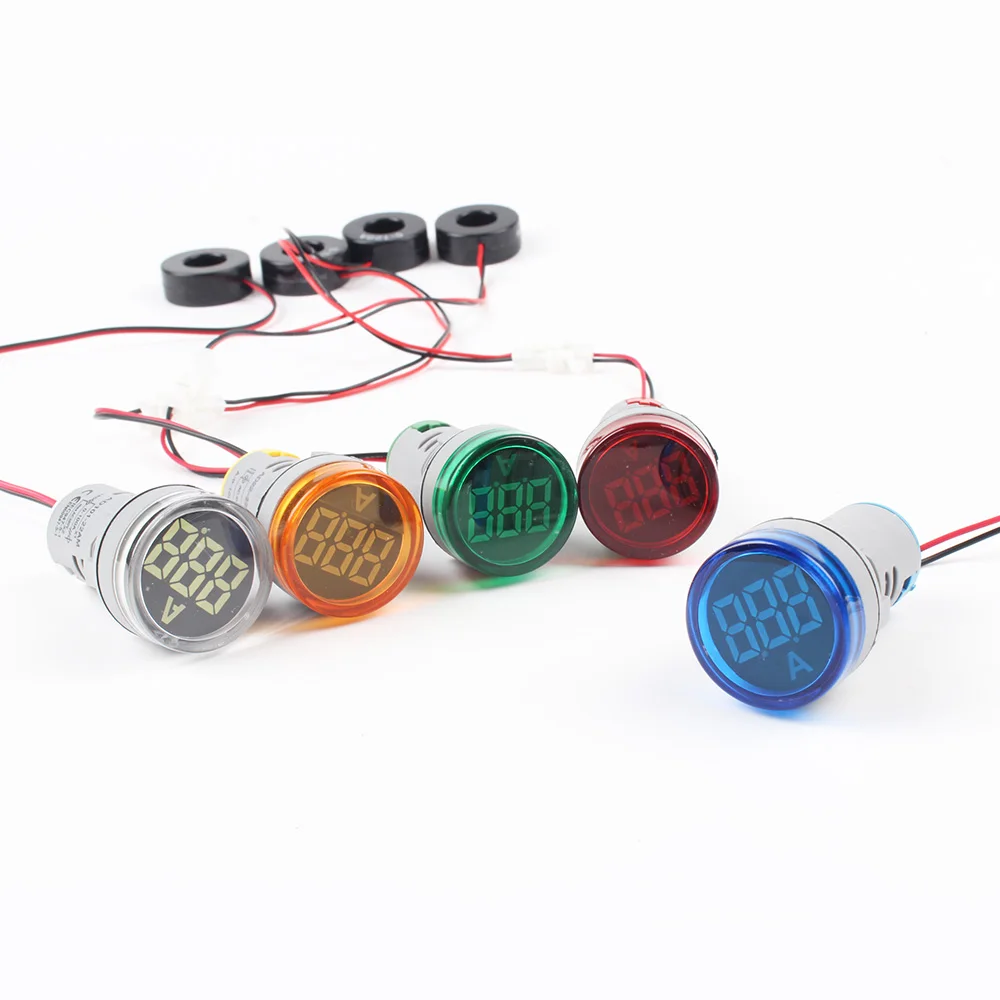 

22mm 0-100A LED Voltmeter voltage meter indicator pilot light Red Yellow Green white Blue digital ammeter Current transformer