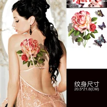 Super Large Chinese Floral Back Body Art Waterproof Temporary Tattoos for Women Individuality Design Tattoo Sticker Looks Real