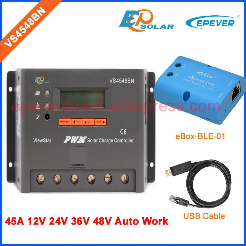 wiwith BLE and USB ШИМ солнечной Портативный Контроллер EPEVER VS4548BN 45A 45amps EPsolar ViewStar seires bluetooth eBOX Android Phone system applicaiton - Цвет: wiwith BLE and USB