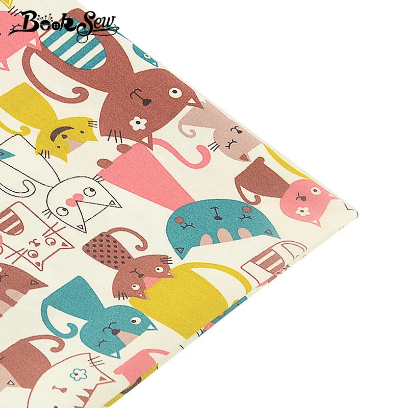 

Booksew 100% Cotton Twill Fabric Sewing Cloth Fat Quarter DIY Doll Pillow Patchwork Cute Cat Animal Design Home Textile Tecido