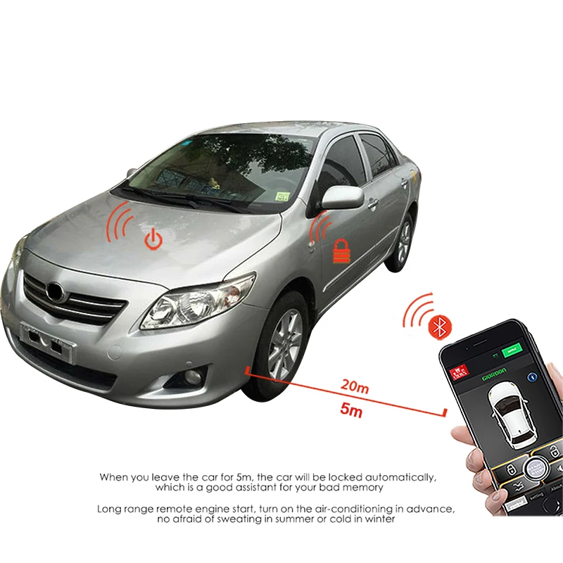 Corolla 2008 автомобильные аксессуары без ключа система комфорта доступа PKE Phone APP удаленный запуск автомобиля двигателя автомобиля сигнализации Push 913