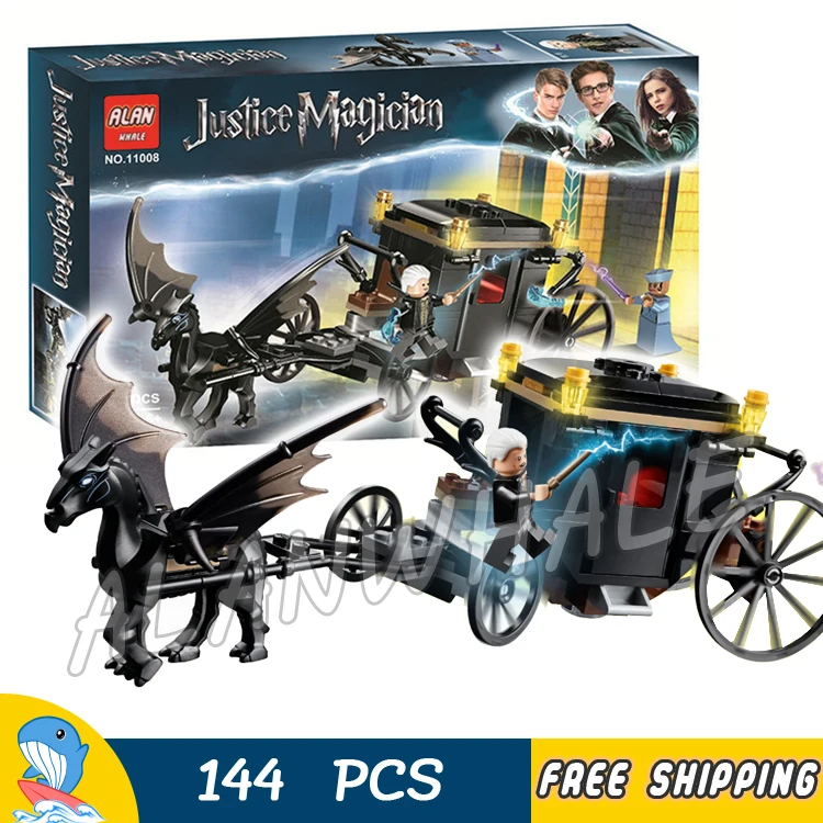

144pcs Magic Fantastic Beasts Grindelwald Escape carriage 11008 Figure Building Block Toy Harri Potter Compatible With LegoING