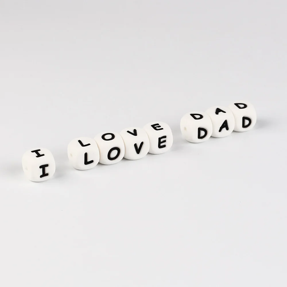 * 50Pcs Letras Teether Bead BPA Free 12mm Silicone Letter Beads For Jewelry Making Baby Teether Necklace Pacifier Chain