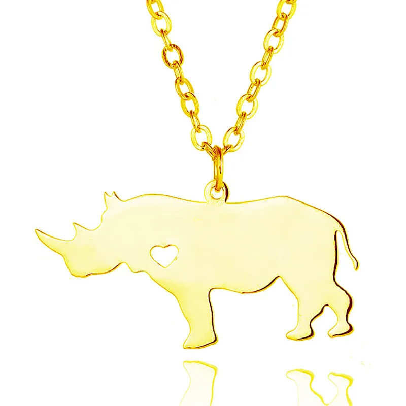 

New Rhinos Charm Necklace Gold Color Silver Color Stainless Steel Rhinos Pendant Necklace Rhinos Jewellery
