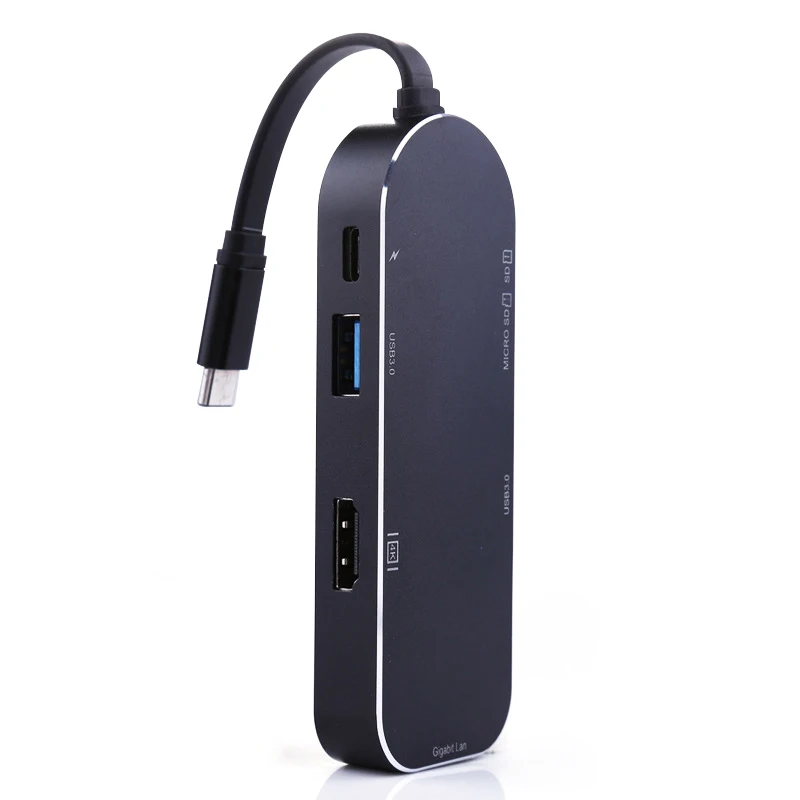 

7-in-1 USB Hub Multifunction USB-C Hub with Type-C 4K Video HD/VGA Gigabit Ethernet Adapter USB 3.0 USB C Type C HUB