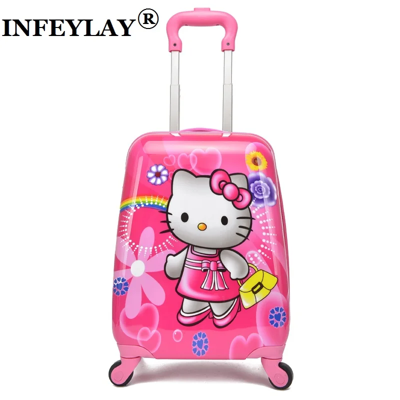 

Brand Kid's luggage rolling suitcase variety cartoon boy girl Travel 18 inches students ABS+PC trolley case cute children gift