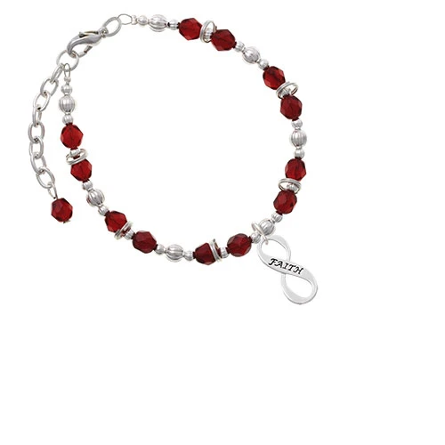 Faith Infinity Sign Maroon Beaded Bracelet