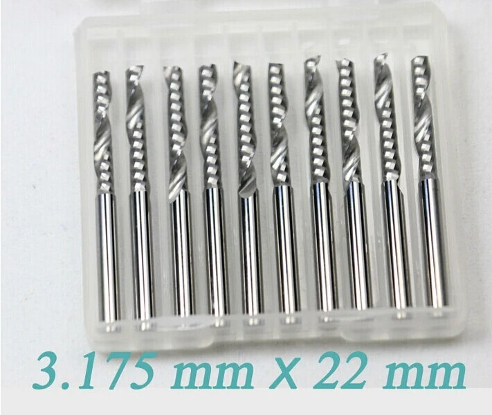

Free shipping! 10pcs 1/8" cnc router milling drill bits 22 mm long CEL Acrylic Pvc Wood - 1LX3.22 driling bits