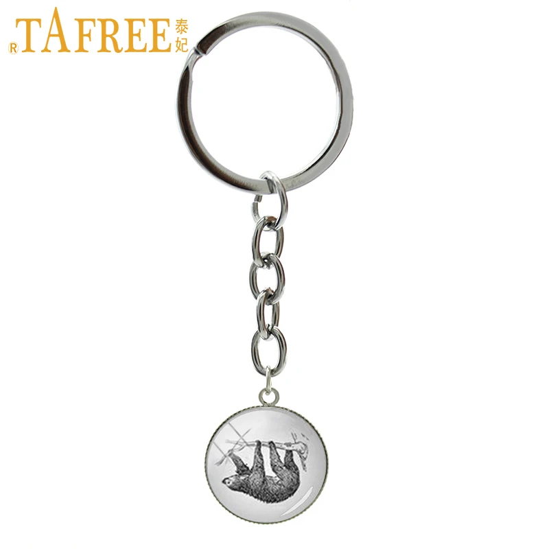 

TAFREE Retro vintage Sloth keychain charm pencil art nature wild animal sloth picture key chains Geeky Boyfriends jewelry B1308