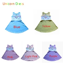Платье с единорогом для девочек; яркий летний костюм принцессы для косплея на день рождения; одежда для детей; Детские праздничные платья