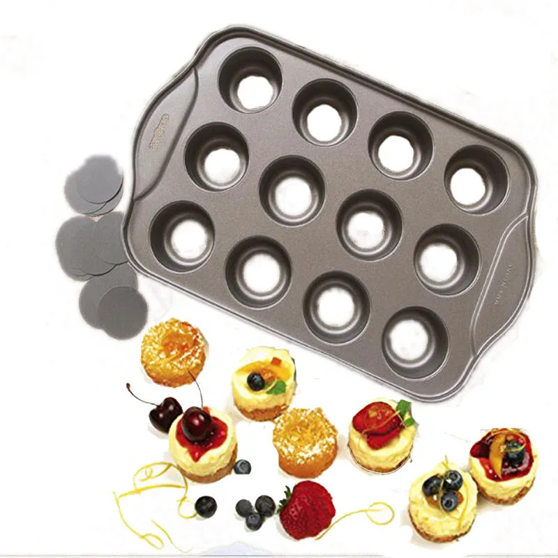 Nonstick Mini Cheesecake Pan, 12 count Removable Bottom Cupcake Muffin