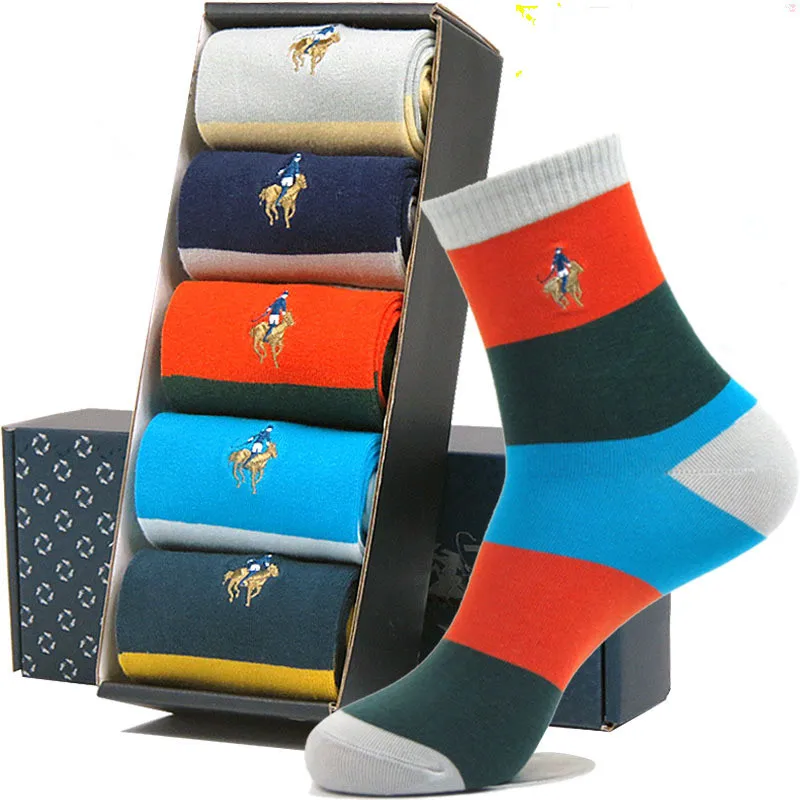 

5 Pairs Men's socks High In Tube Crew Authentic Cotton Deodorant Colorful Business Casual Socks Calcetines masculinos HockN