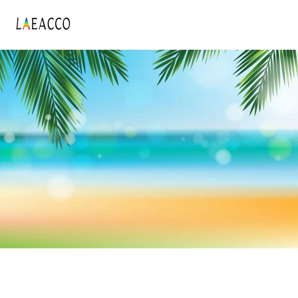 

Laeacco Summer Seaside Palm Tree Sunshine Sea Portrait Photography Background Custom Photographic Backdrops For Photo Studio