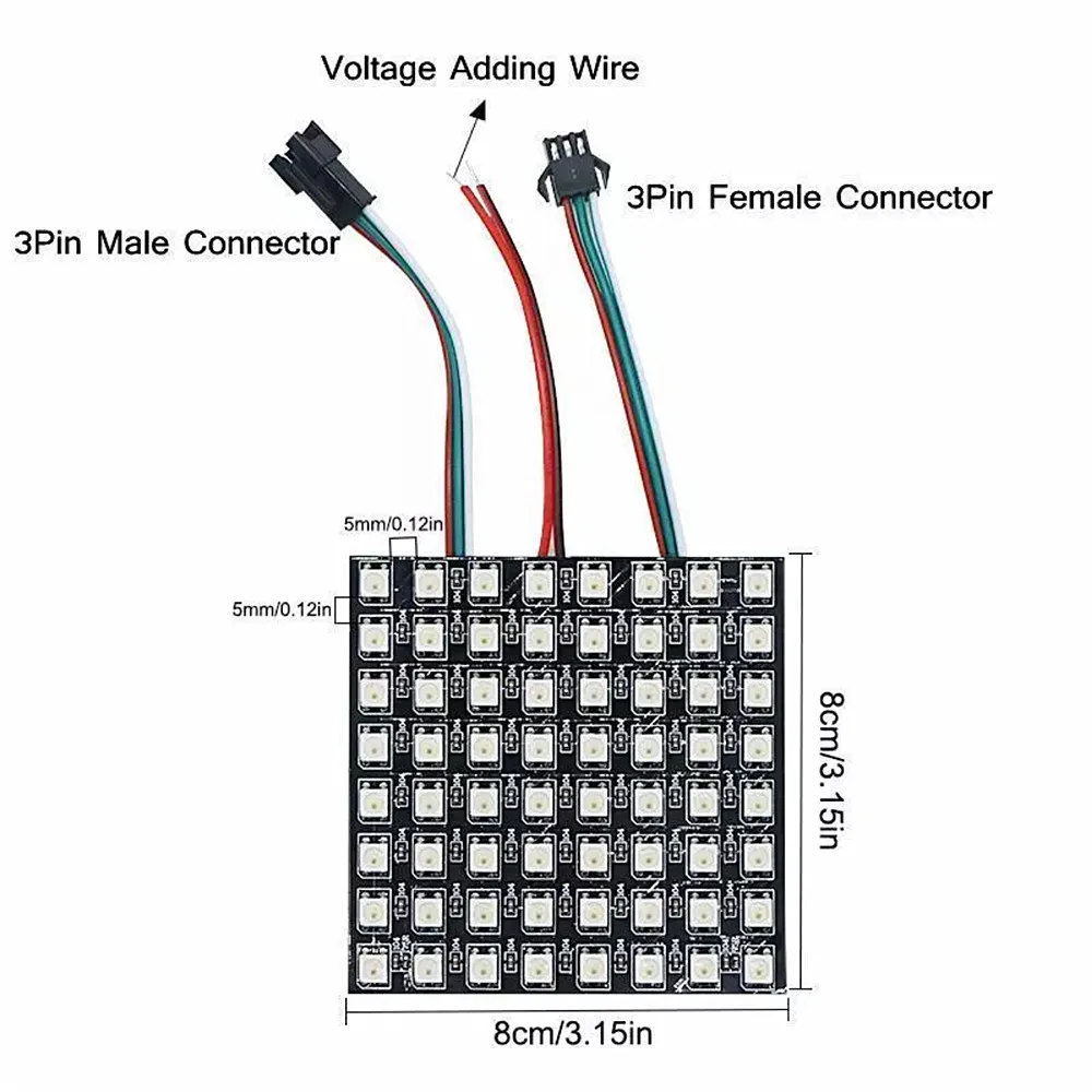 WS2812b 5050 RGB Led панель Чип 8x8/8x32/16x16 пикселей WS2812 полноцветный индивидуально адресуемый дисплей панель экран