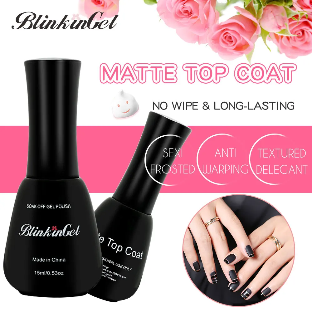 

BlinkinGel 2 pc 15ml Matte Top Coat Nail Polish Set Gel Varnish Frost Clear Nail Color Peel Off Nail Polish in Resin