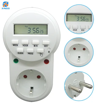 

230V 50HZ Electronic Digital Timer Switch EU Plug Count Down Timer Outlet 7 Day 24 Hour Programmable Timing Socket
