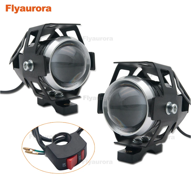 

2PCS motorcycle headlights auxiliary lamp U5 led motorbike spotlight accessories 12V moto DRL spot head lights with switch