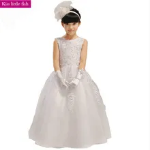 Высокое качество, белые платья с цветочным узором для девочек на свадьбу, элегантные платья для детей 3-14 лет