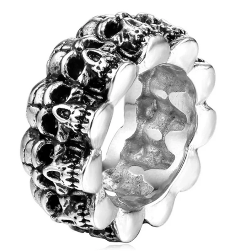

Personality Creativity Multiple Skull Hoes Men Ring Cool Skull Mens Rings Punk Style Full Circle Skull Ring Jewelry