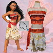 Moana cosplay Película Cosplay Princesa Moana Anime Cosplay Disfraces de Halloween para Mujeres y Niños, incluyendo collar T8864