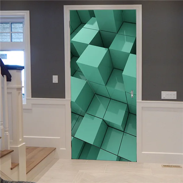 Пользовательские размеры/77*200 см калейдоскоп DIY самоклеющиеся дверные наклейки для гостиной спальни домашний Декор водонепроницаемый плакат обои - Цвет: MT103