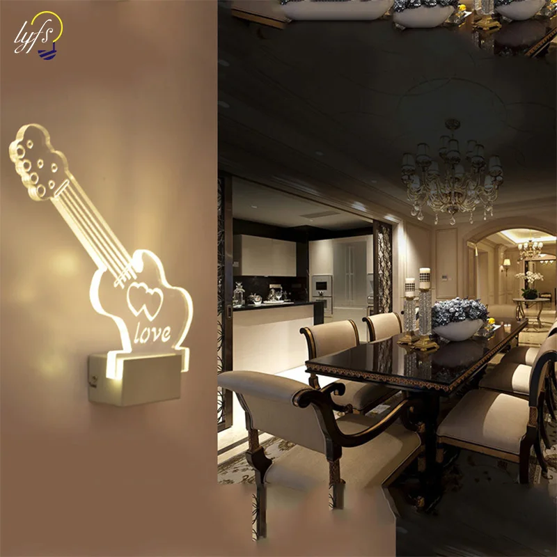 

Feimefeiyou creative Guitar Shape LED Wall Light Bedside lamp Living Room Corridor Hallway Stairs Pathway Wall Sconce Lighting