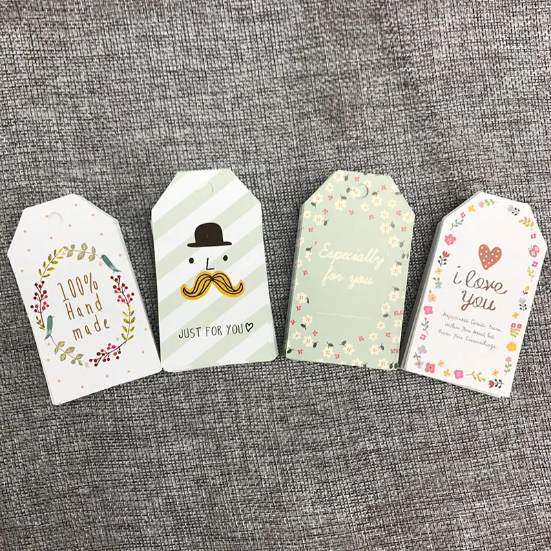 

50pcs DIY Hang Tag for Wedding Party Favor Package Decoration Handmade Candy Biscuit Bag Tags Home Love Message Notes 8x4.5cm