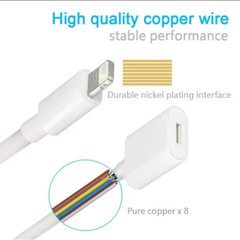 

8Pin Interface Extension Cable 1m Male to Female Extender For iPhone iPad Mini iPod Charging Adapter Passing Audio Video Data