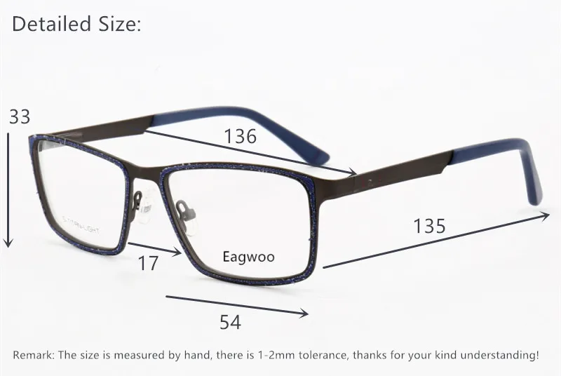 Eagwoo мужские очки из металлического сплава, дизайнерские тканевые очки с полной оправой, модные очки по рецепту с весенним храмом 1951