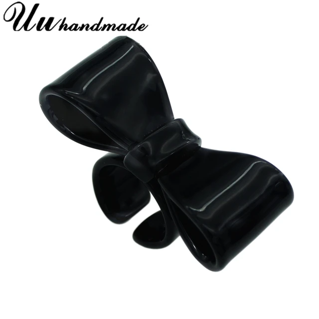 Fashion black Bowknot Rings For Women Vintage Acrylic Jewelry lord of the rings Fashion black Bowknot Rings For Women Vintage Acrylic Jewelry lord of the rings