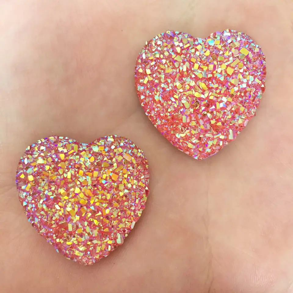 40 Pièces Strass Coeurs En Résine Multicolores - 13mm (1/2") - Pour Scrapbooking