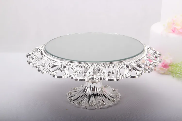 Европейский серебрянный торт подставки металл+ стекло зеркало свадебный стол украшение десерт стол десерт лоток стойка для хранения косметики