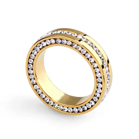 best selling zircon stainless steel engagement ring fashion women and men three rows crystal wedding rings - Selling Wedding Ring best selling zircon stainless steel engagement ring fashion women and men three rows crystal wedding rings - Selling Wedding Ring