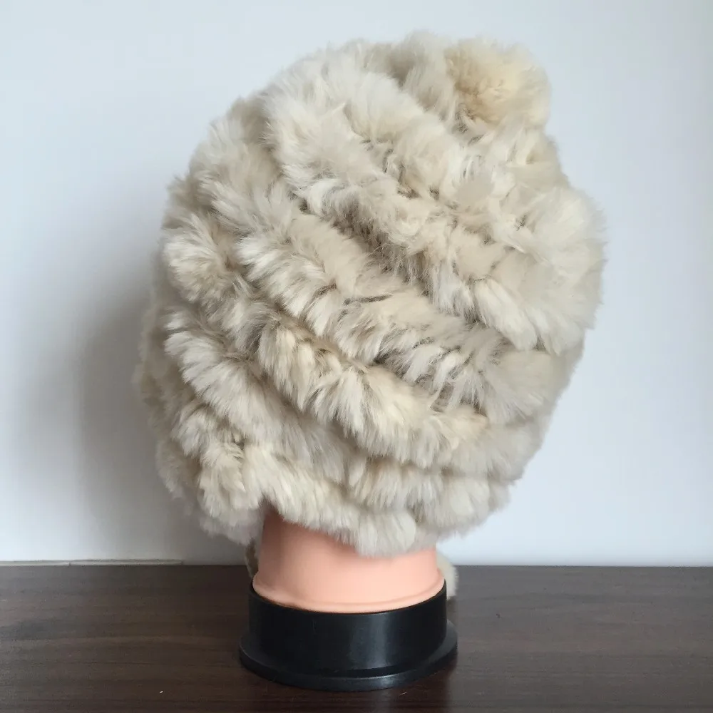 Женский зимний теплый реальный, натуральный, подлинный головной убор из кроличьего меха, зимняя теплая шапка,, DAH356