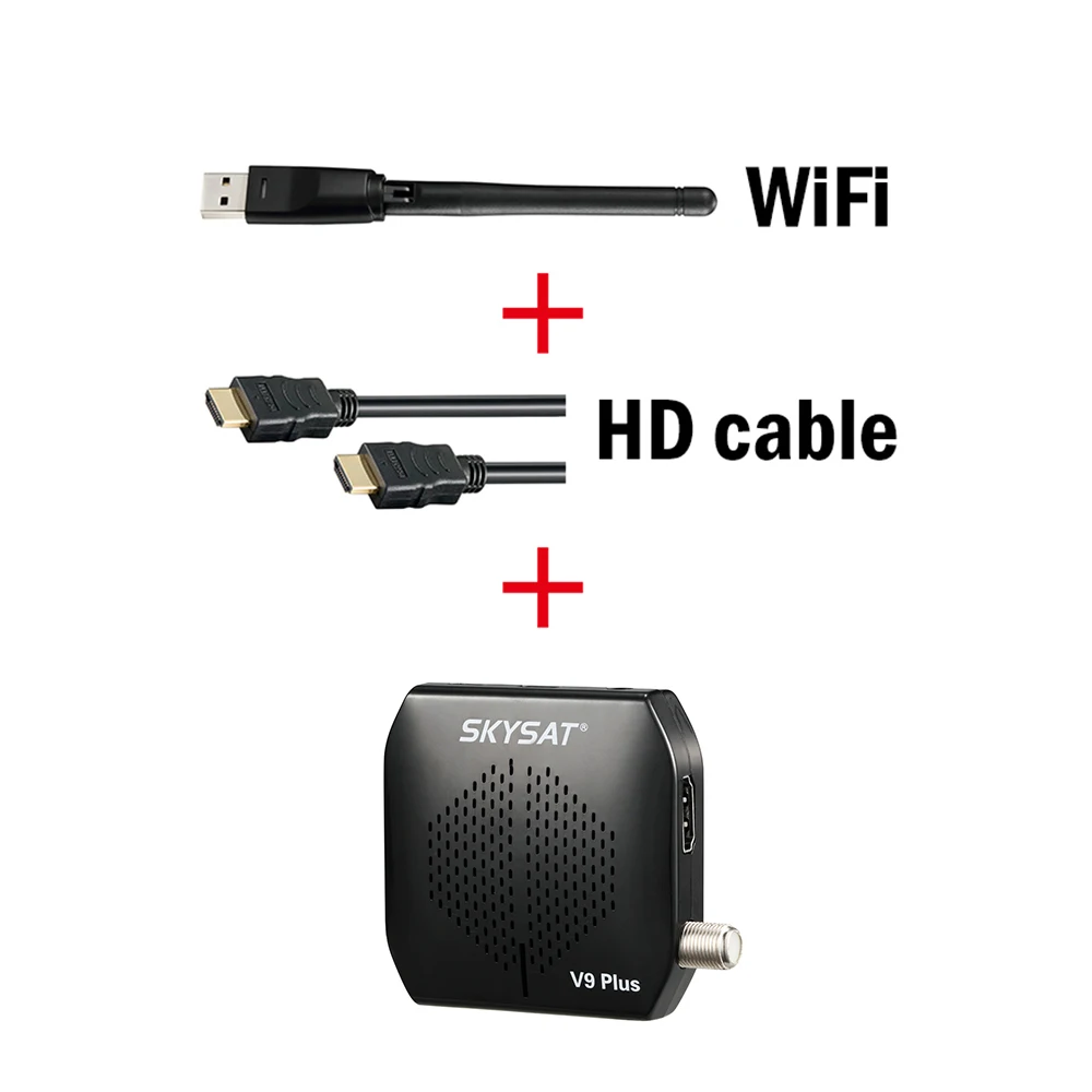 SKYSAT V9 Plus Супер Мини HD приемник Поддержка гладкой CS CCCamd Newcamd powervu Biss WiFi 3g Youtube USB PVR DVB-S2 телеприставка - Цвет: V9 Plus HDMI WIFI