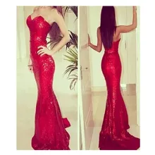 2016 Sparkly Mermaid Red Long abendkleid Zipper-Up Zurück Sleeveless Vestido Chiffon Abendkleid Vestidos De Noche