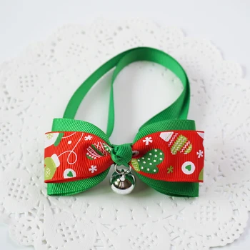 1 Pieces Cute Christmas Pet Supplies Handmade Ribbon Dog Bow Ties 8 Colors Cat Neck Christmas Pet Dog Bow Handmade
