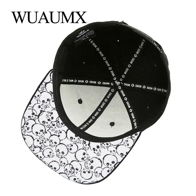 Wuaumx Snapback Кепки s Для мужчин Для женщин вышивка череп язык Бейсбол Кепки хип хоп кости на кнопках сзади шляпа кепка с прямым козырьком визор бейсболка мужская бейсболка женская бейсболка с прямым козырьком кепка