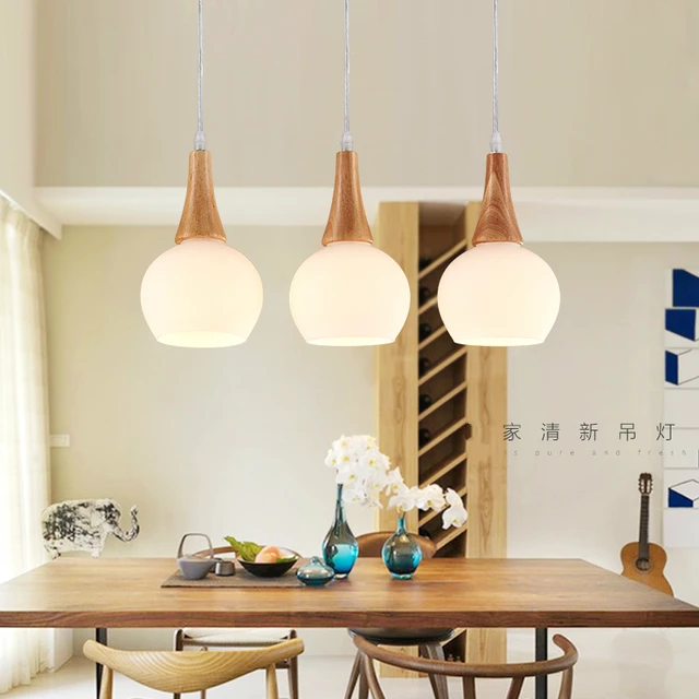 IDERAN Pendelleuchten Holz Lampen Glas Lampenschirm E27 IDERAN Pendelleuchten Holz Lampen Glas Lampenschirm E27