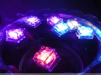 

48pcs/lot Party Wedding Birthday Glow Champagne Tower Decors LED Liquid Sensor Ice-cubes Glow in the dark Light Supplies
