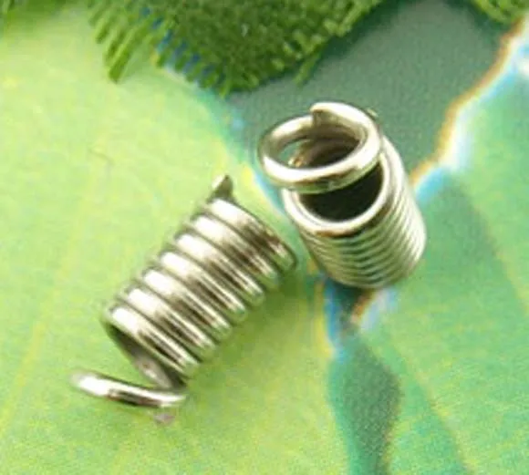 

Alloy Spiral End Tips Pendants Round Silver Tone 8mm( 3/8") x 4mm( 1/8"), 95 PCs new